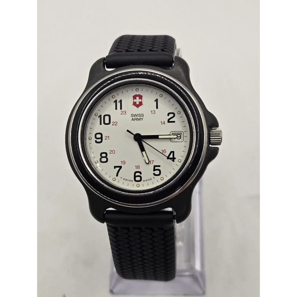 Victorinox Swiss Army Watch Men 39mm. Black Tone. New Rubber Strap. New Battery